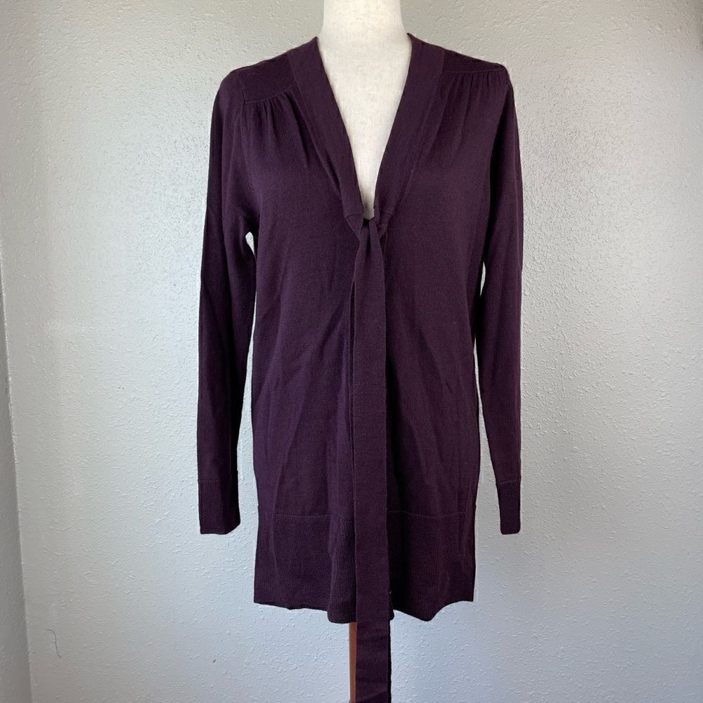 Sarah Spencer Purple Merino Wool Cardigan Sweater Size M EUC